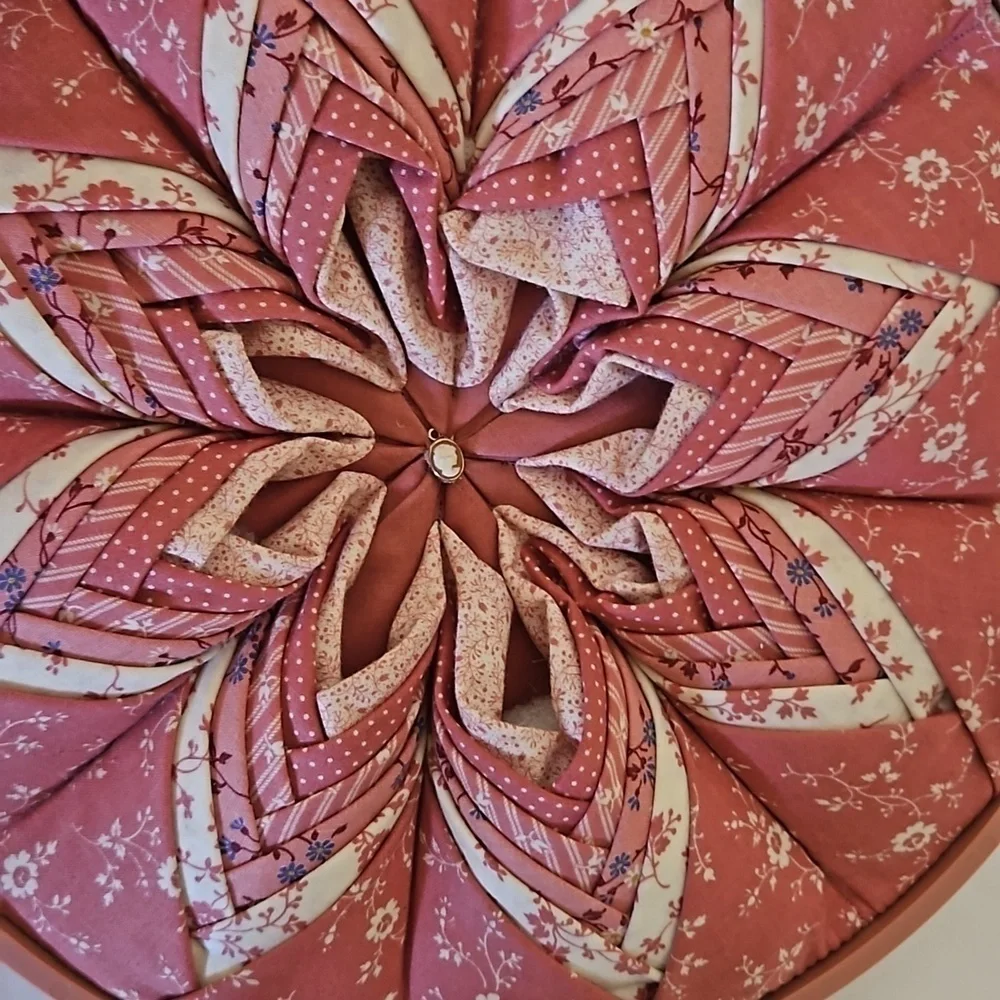 Handmade Upcycled Fabric Wall Art Pink Floral 10